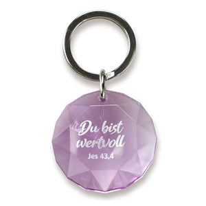 Schlüsselanhänger "Du bist wertvoll" Diamant lila