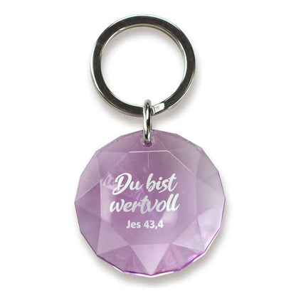 Schlüsselanhänger "Du bist wertvoll" Diamant lila