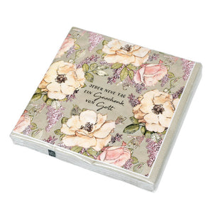 Servietten im Blumen Design mit Spruch "Jeder neue Tag ein Geschenk von Gott" 20Stk.