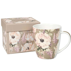 Tasse mit charmantem Blumen Design "Jeder neue Tag ein Geschenk von Gott"