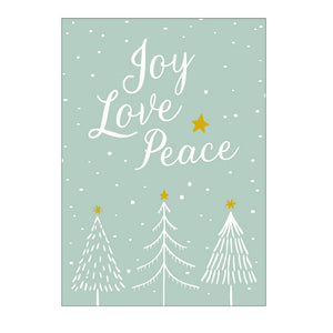 Weihnachtliche Postkarte Joy Love Peace