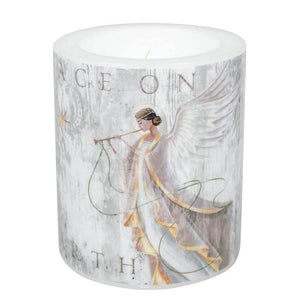 Windlicht aus Wachs mit Engel Motiv "Peace on earth"