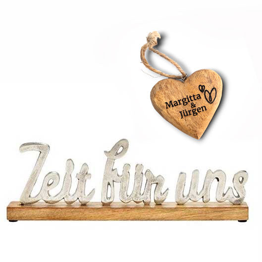 Partner Geschenke personalisiert
Aufsteller mit Holz herz und Namen