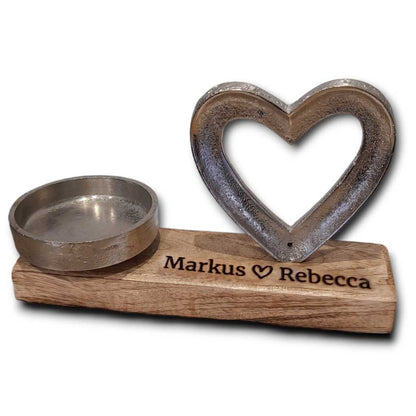 Teelichthalter Herz 20cm personalisiertes Geschenk
