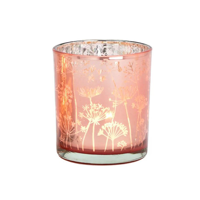 Windlicht Glas rosa