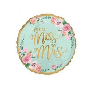 Folienballon From Miss to Mrs. mintgrün
