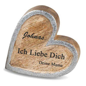Holzherz 18 cm Silberhochzeitsgeschenk personalisiertes Geschenk