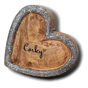 Holzherz mit silbernem Rand 12x12 cm personalisiertes Geschenk