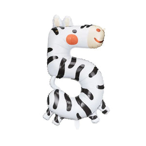 Folienballon Zahl 5 Zebra 1m