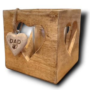 Windlicht Herz 12cm mit personalisiertem Holzherz