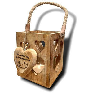 Laterne 15x18x15 cm mit graviertem Holzherz