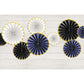 Deko-Rosetten 3 teilig marineblau mit Goldrändern