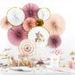 Deko-Rosetten 3 teilig rosa mix mit gold