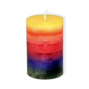 Regenbogenkerze Stumpenform 7,5 cm