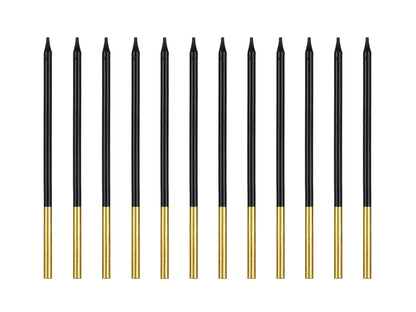 Kerzen für Torte 12 Stück 14 cm schwarz/gold