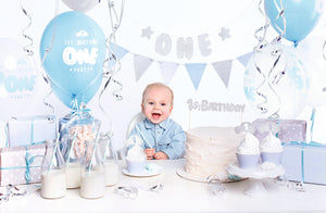 Party Dekorations SET 1. Geburtstag - Junge Blau/Silber
