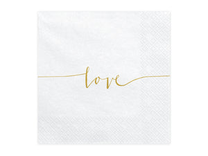 Servietten -LOVE- weiß mit gold