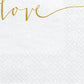 Servietten -LOVE- weiß mit gold