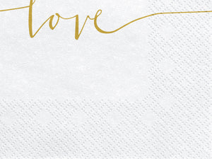 Servietten -LOVE- weiß mit gold