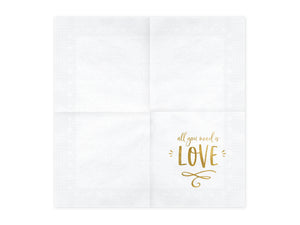 Servietten mit goldener Schrift "all you need is love"