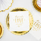 Servietten mit goldener Schrift "all you need is love"