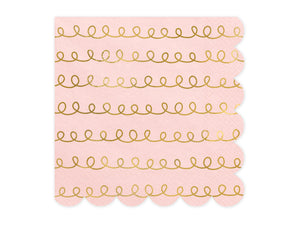 Servietten Kringel und Wellenrand rosa gold