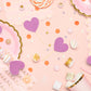 Servietten Kringel und Wellenrand rosa gold