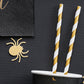 gestreifte Trinkhalme Papier, gold/weiss glänzend, 10er