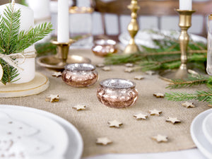 Teelichthalter aus Glas 4 Stück rund 3cm roségold