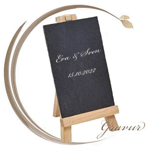 Schiefertafel auf Holz Staffelei 10x15 cm personalisierbares geschenk