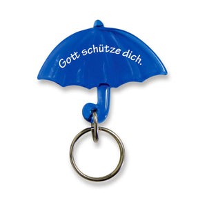 Schlüsselanhänger Schirm "Gott schütze dich" blau