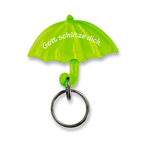 Schlüsselanhänger Schirm grün "Gott schütze dich"