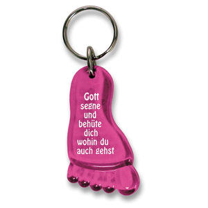 Schlüsselanhänger "Gott segne und behüte dich" 6cm Fuß pink 