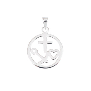 Schmuckanhänger Glaube Hoffnung Liebe aus 925 Sterlingsilber, Kreuz Anker Herz, 1,9 cm