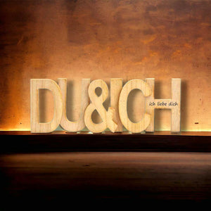 Schriftzug "Du & Ich" 40x15x3 cm personalisiertes Geschenk