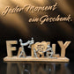 Deko mit Schriftzug "Family" 55x21 cm mit personalisiertem Holzherz