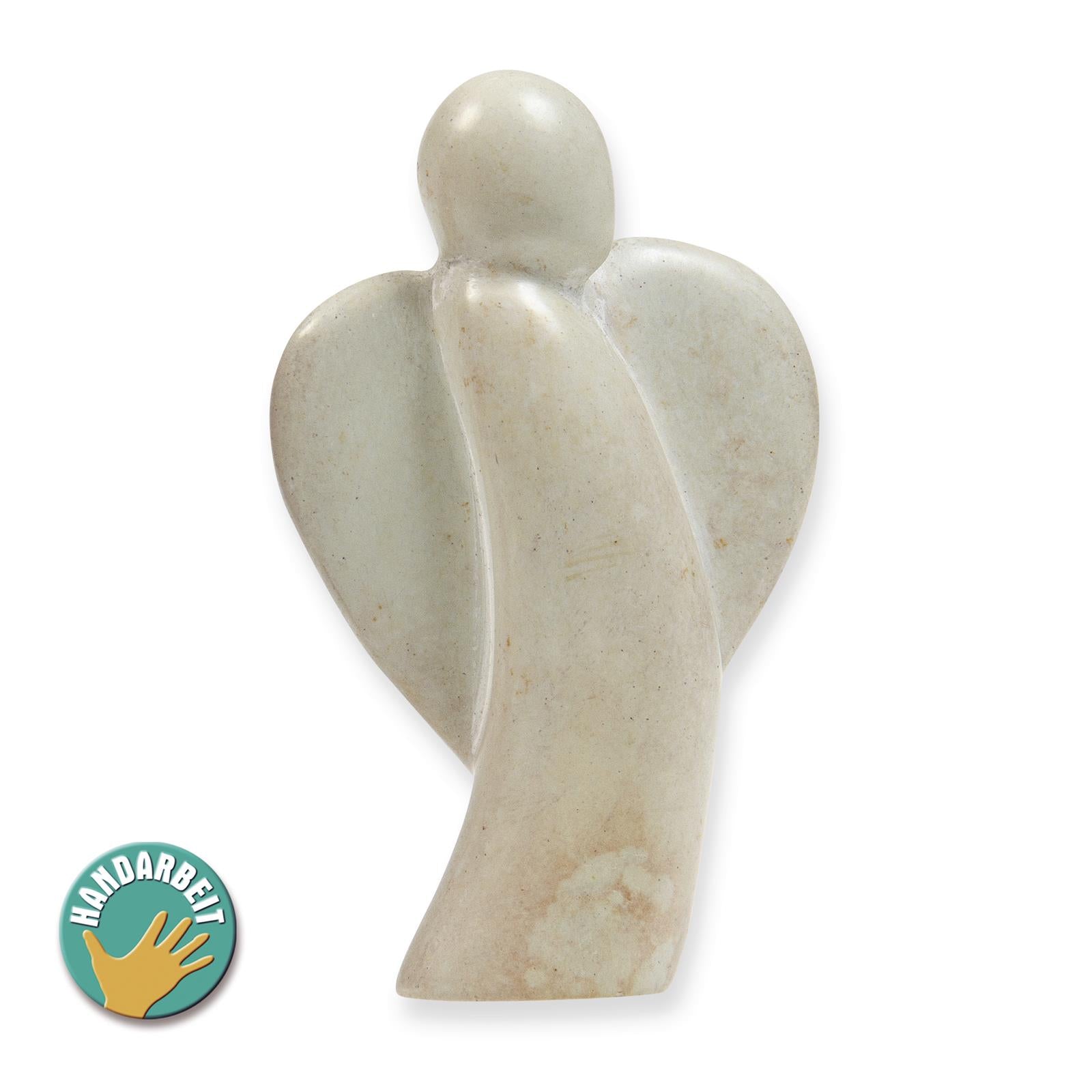 Schutzengel Figur aus handgeschnitztem Speckstein – 6,5 cm – Naturfarbe