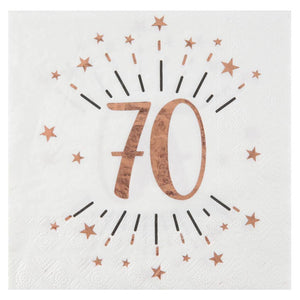 Servietten "Zahl 70" Sparkling mit Sternen roségold