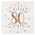 Servietten "Zahl 80" Sparkling mit Sternen roségold