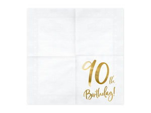 Servietten mit Gold-Druck "90th Birthday"