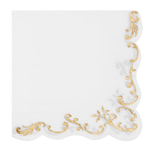 Servietten mit Rüschen und gold glänzenden Ornamenten 33x33cm