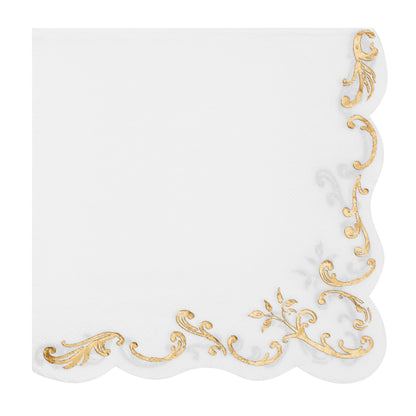 Servietten mit Rüschen und gold glänzenden Ornamenten 33x33cm