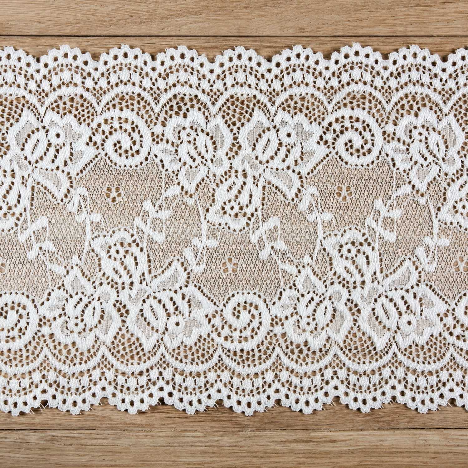 Spitzenband Tischlaeufer 15 cm x 9 m weiss