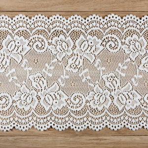 Spitzenband Tischlaeufer 15 cm x 9 m weiss