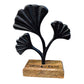 Standrelief Ginkgo Mangolholz schwarz 17cm