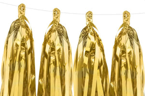 Quasten-Girlande DIY mit 12 Quasten gold metallic