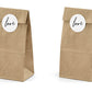 Geschenktüten aus Kraftpapier mit weißen Stickern love 6er-Pack