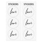 Geschenktüten aus Kraftpapier mit weißen Stickern love 6er-Pack