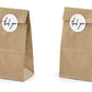 Geschenktüten aus Kraftpapier mit weißen Stickern thank you 6er