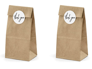 Geschenktüten aus Kraftpapier mit weißen Stickern thank you 6er